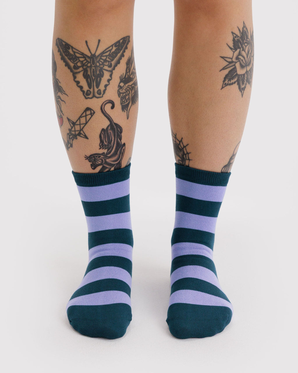 Crew Sock in Malachite Stripe - Comfortable Everyday Style