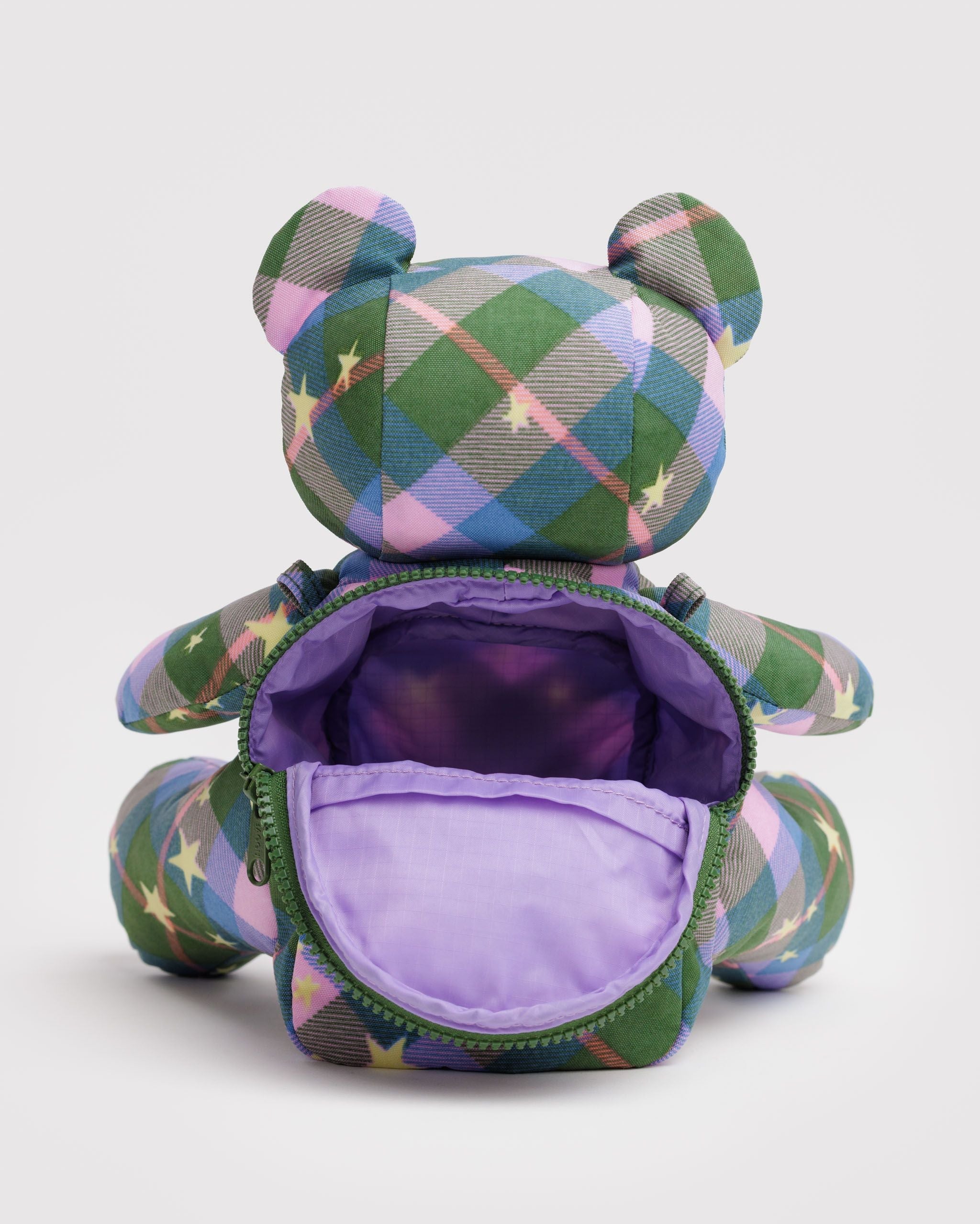 Bear Baggu in Green Star Plaid - Hands Free Everyday Carry