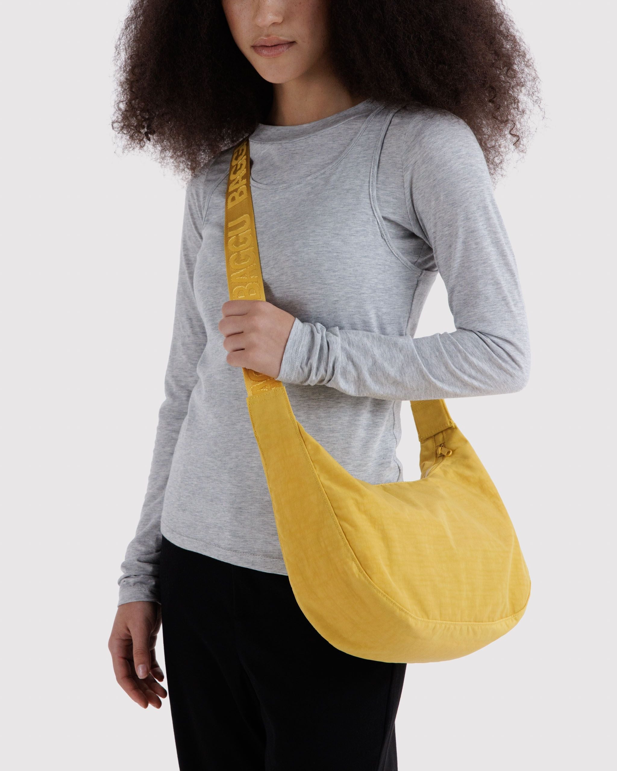 Medium Nylon Crescent Bag in Sunflower - Hands Free Everyday Carry