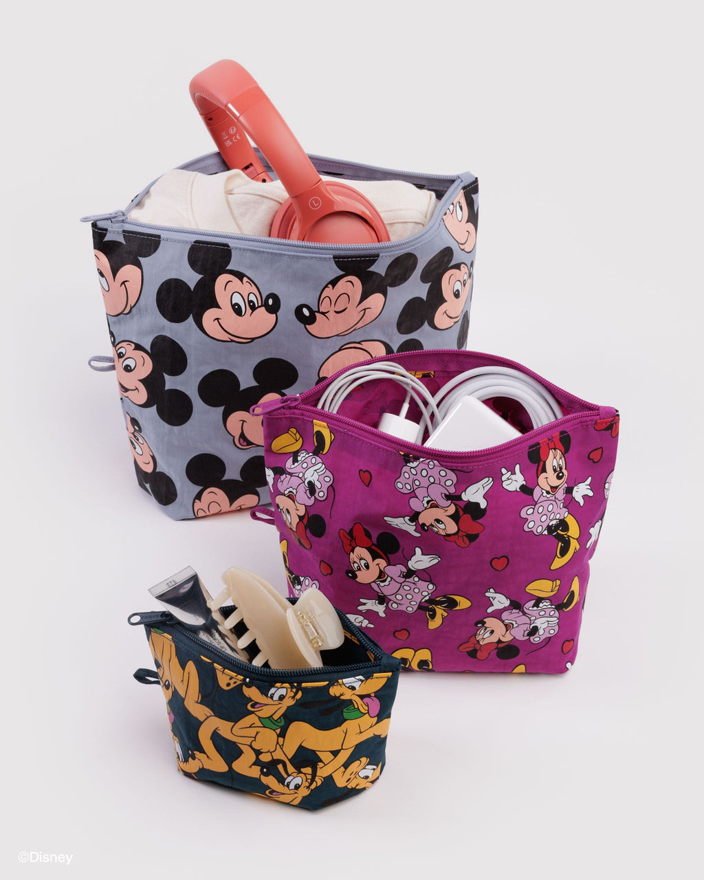 Go Pouch Set in Mickey Minnie and Pluto - Easy Packing and Storage