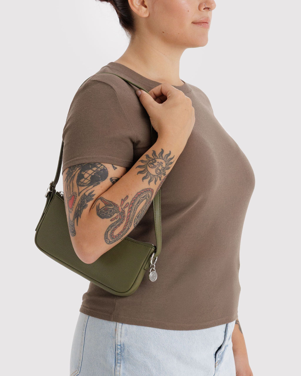 Recycled Leather Pochette in Loden - Hands Free Everyday Carry