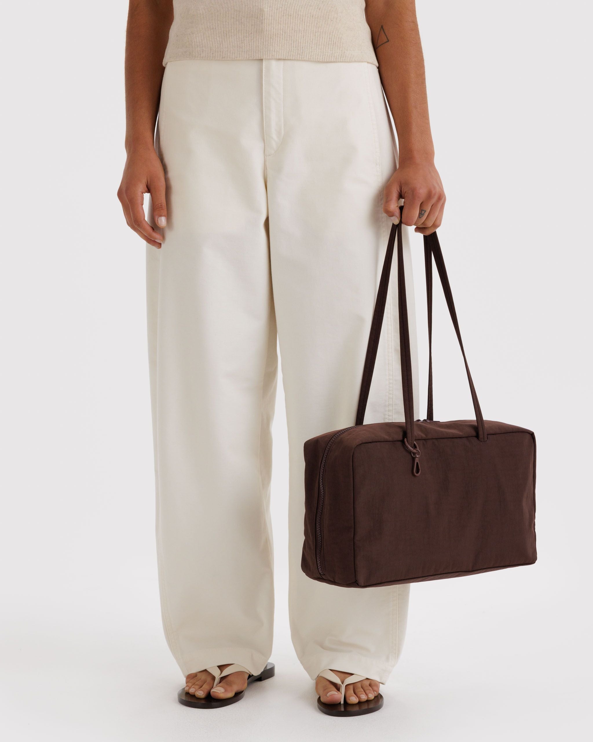 Medium Nylon Bowler Bag in Coffee - Hands Free Everyday Carry