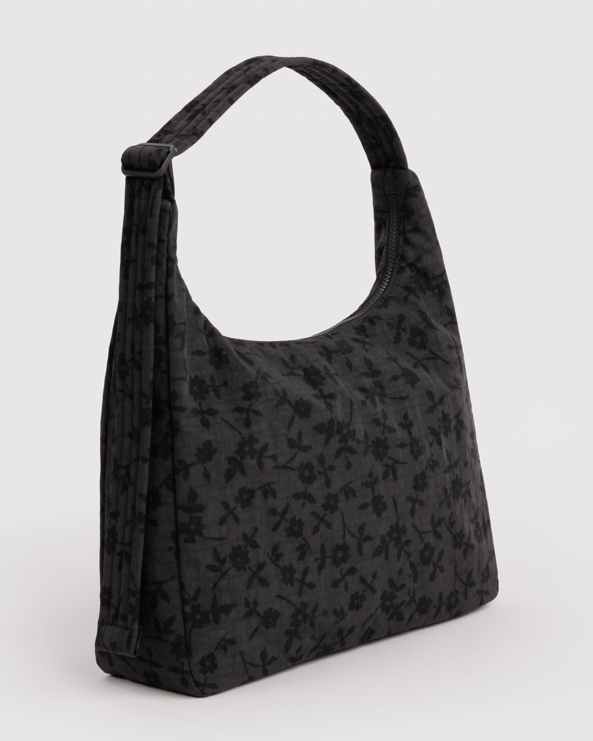 Nylon Shoulder Bag in Charcoal Ditsy Floral