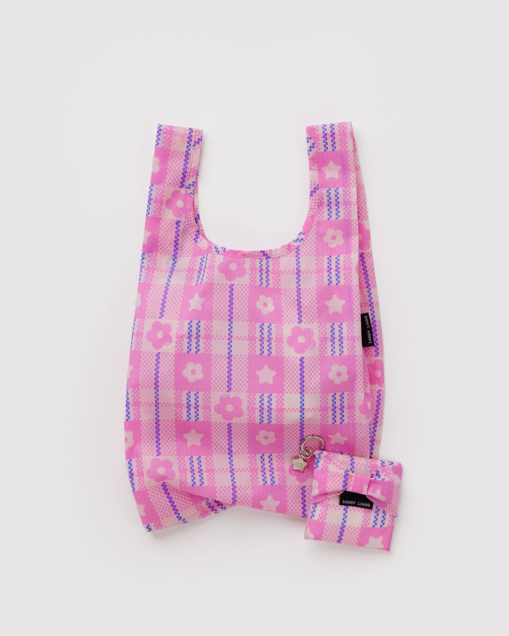 Baby Bow Baggu in Market Plaid Pink - Reusable Everyday Carry