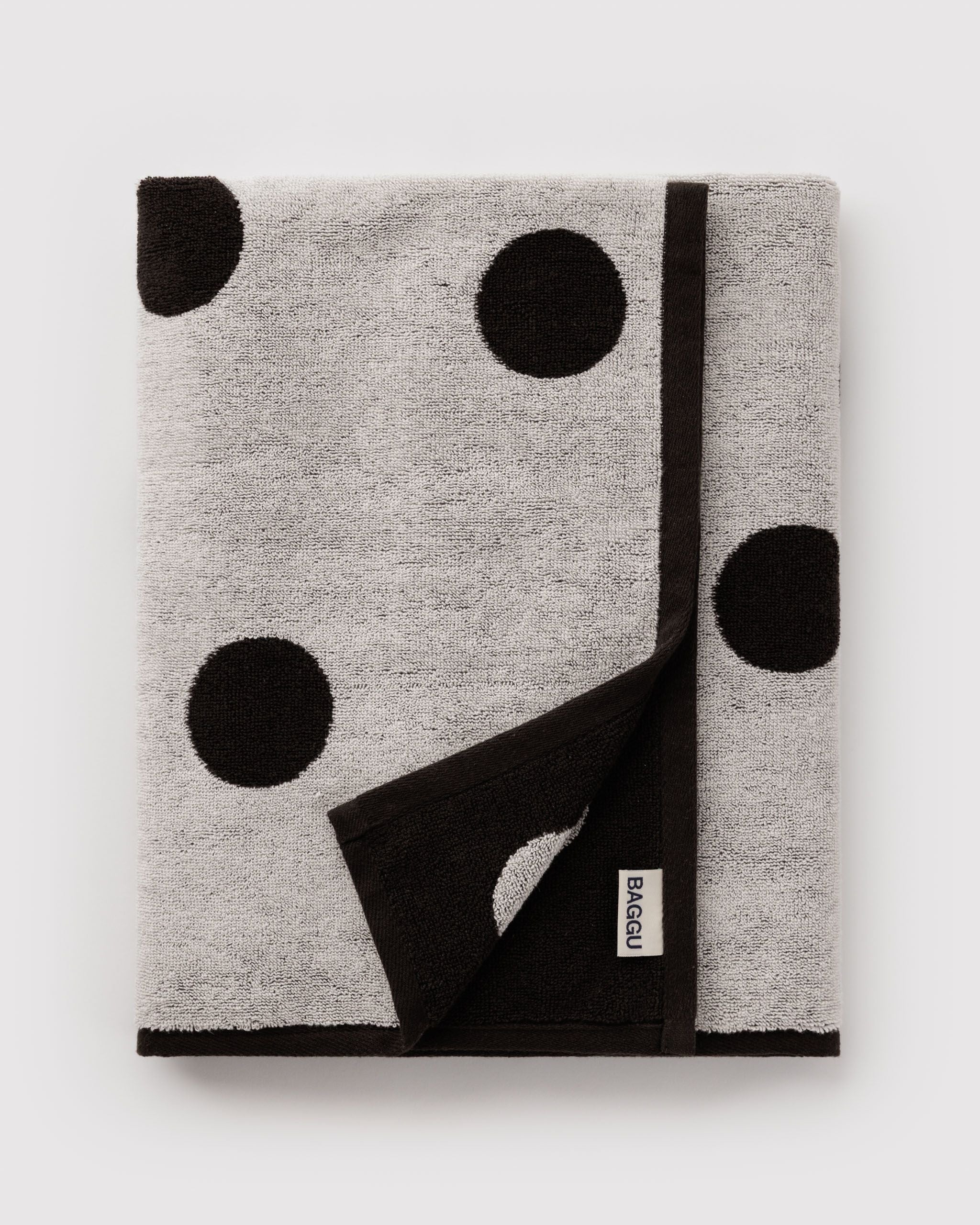Bath Towel in Cream and Black Polka Dot - Soft Everyday Essential