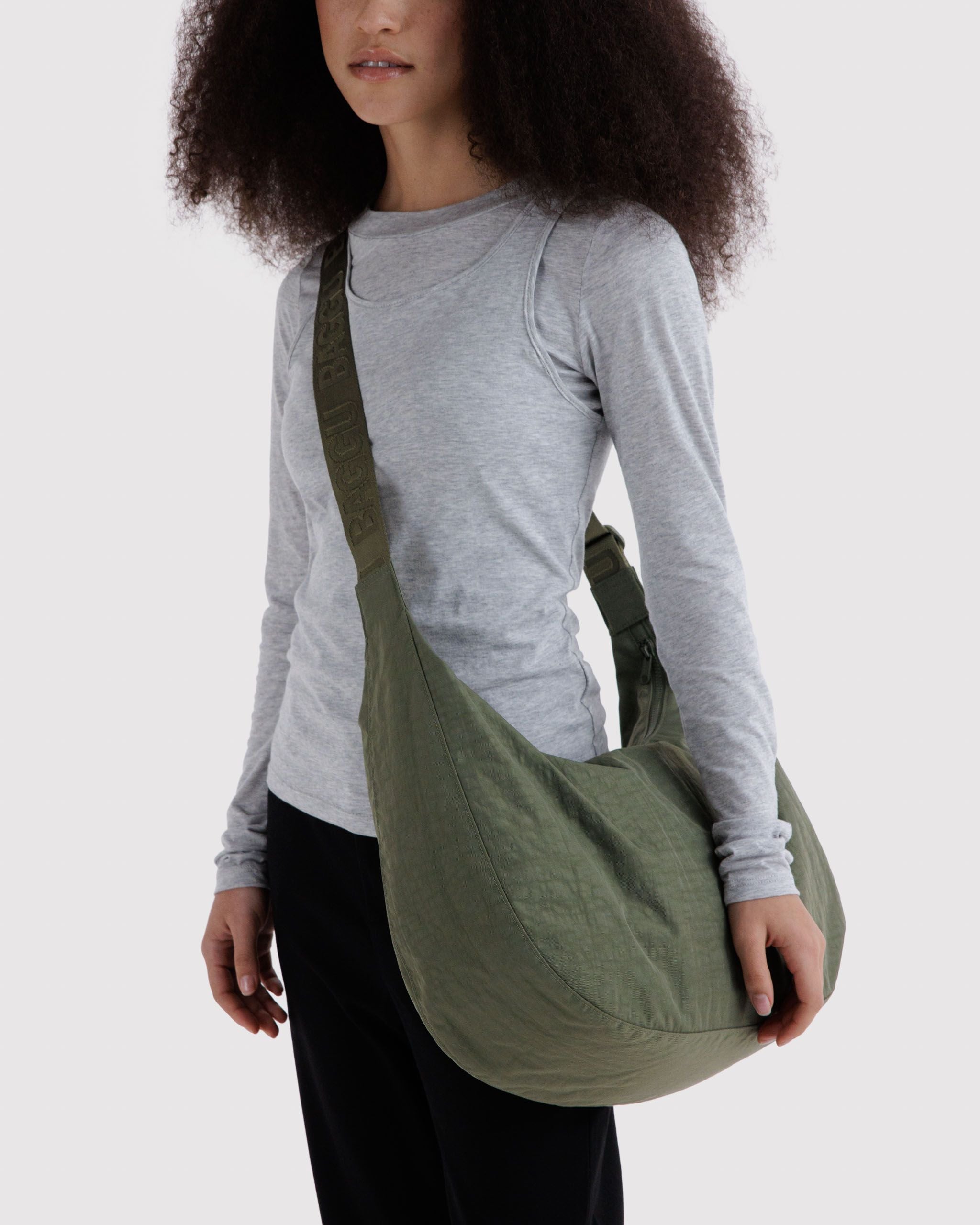 Large Nylon Crescent Bag in Caper - Hands Free Everyday Carry