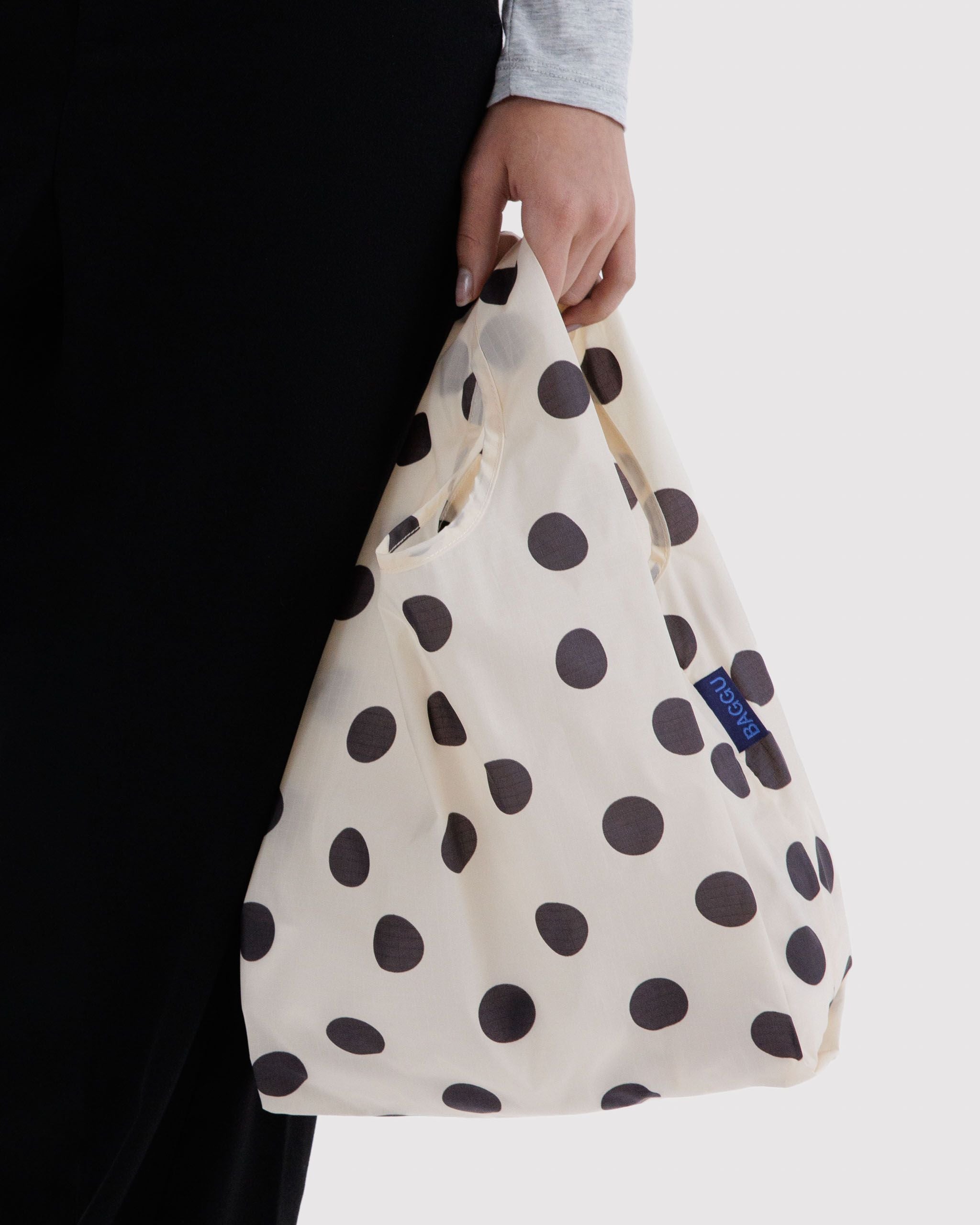 Baby Baggu in Cream and Black Polka Dot - Reusable Everyday Carry