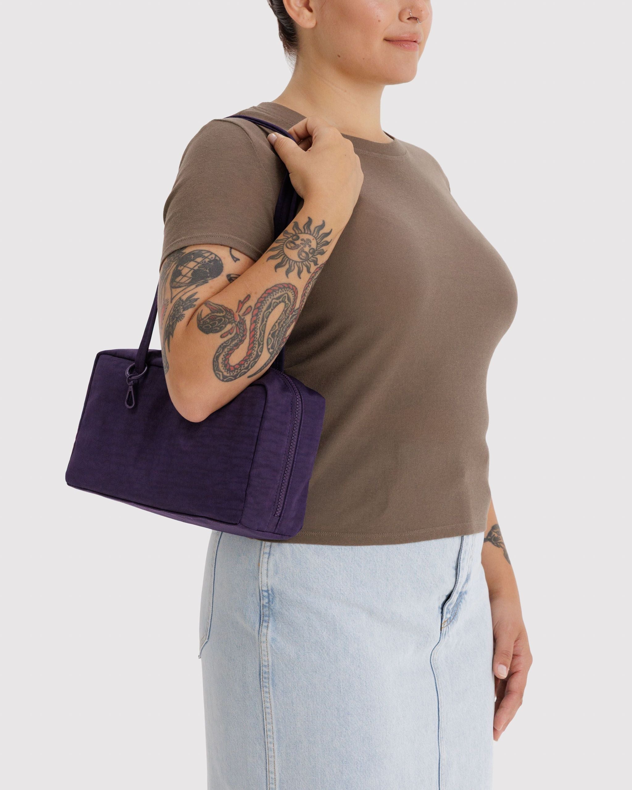 Nylon Bowler Bag in Fig - Hands Free Everyday Carry