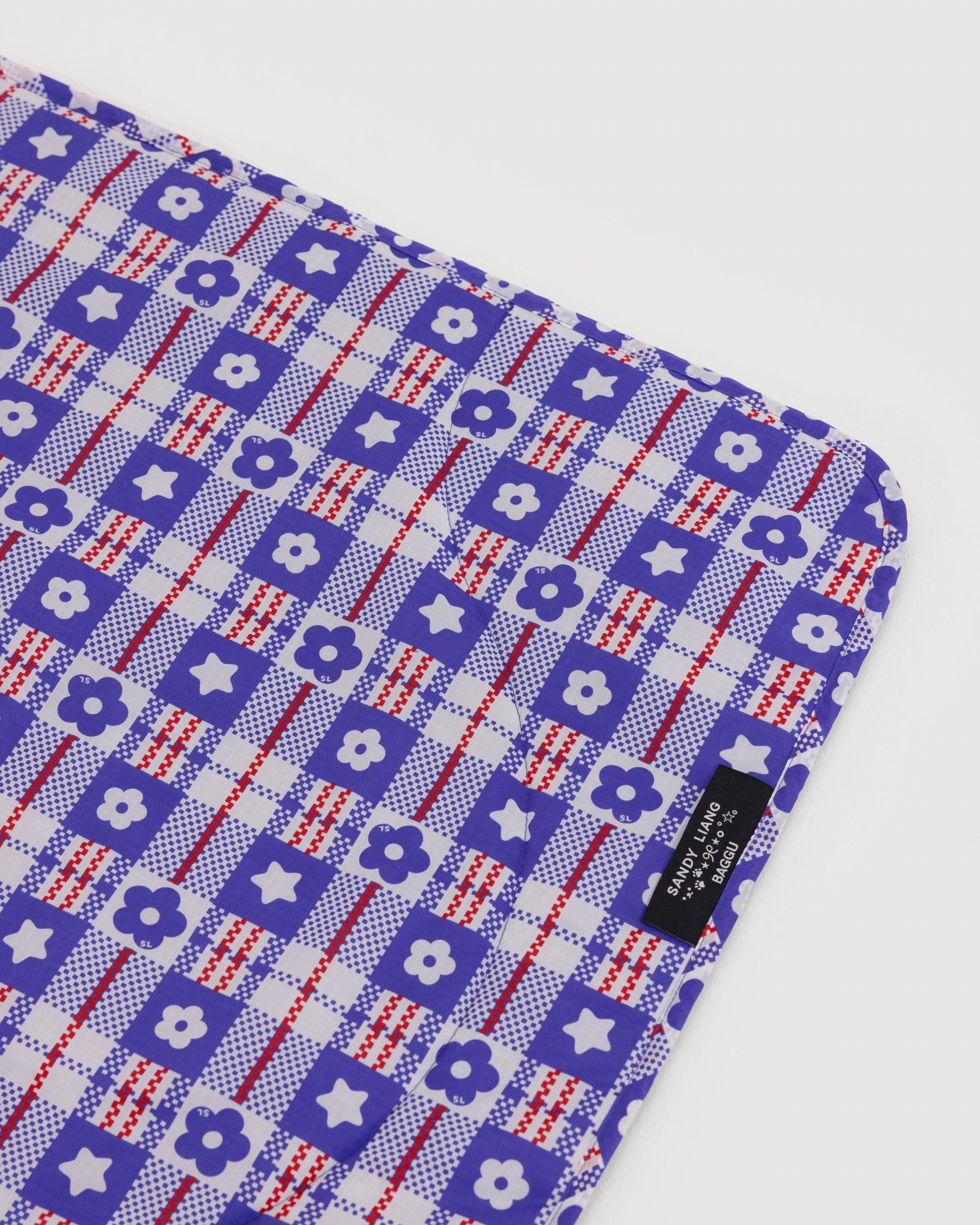 Puffy Picnic Blanket in Market Plaid Blue