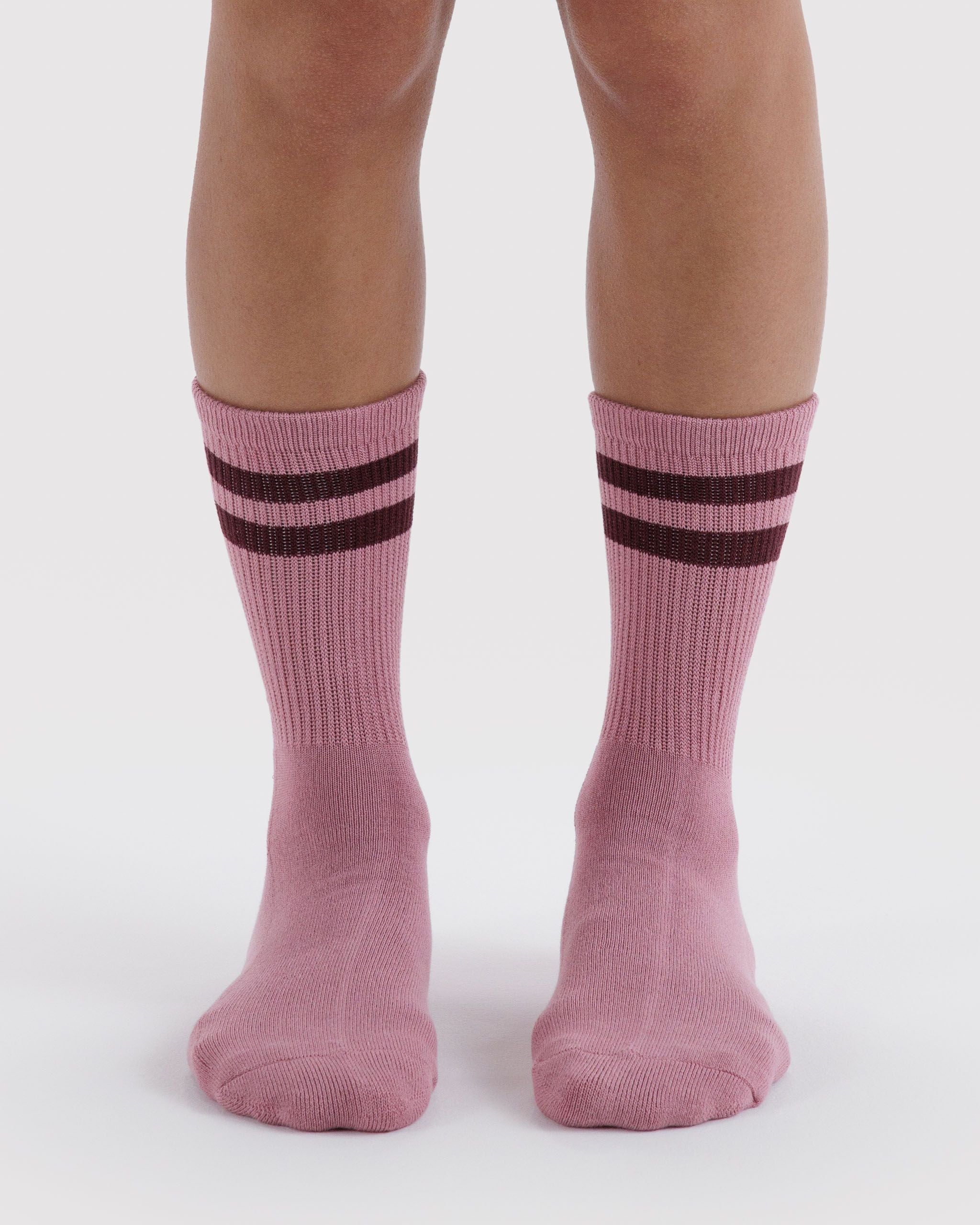 Ribbed Sock in Wild Plum Stripe - Comfortable Everyday Style
