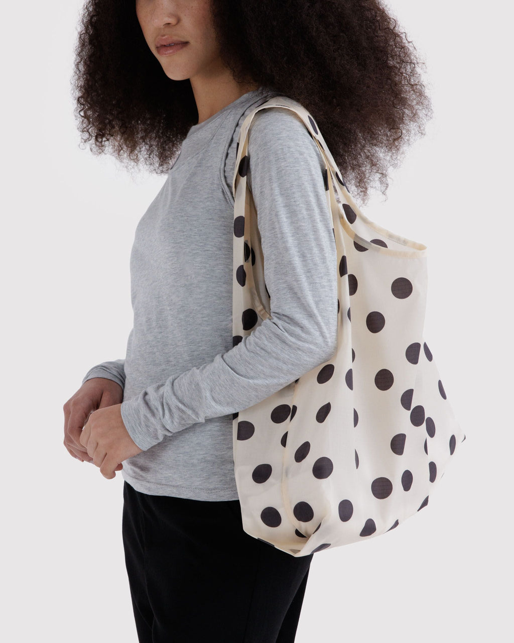 Standard Baggu in Cream and Black Polka Dot - Reusable Everyday Carry