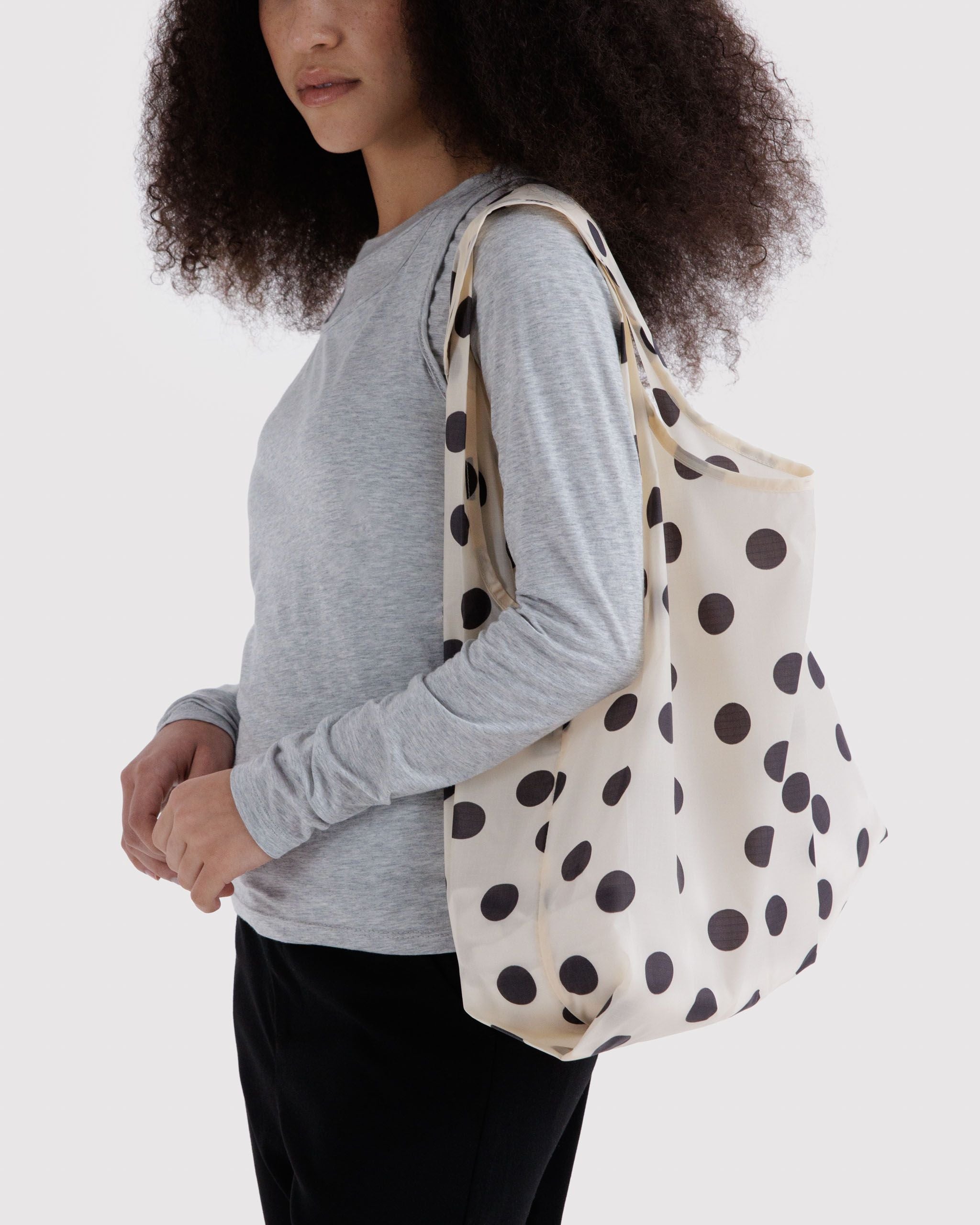 Standard Baggu in Cream and Black Polka Dot - Reusable Everyday Carry