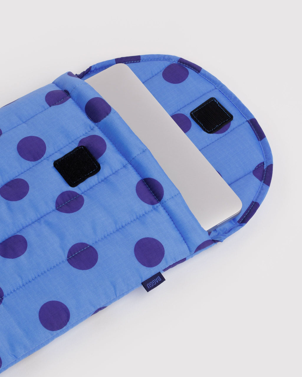 Puffy Laptop Sleeve 13 14 in Blue Polka Dot - Soft Protective Storage