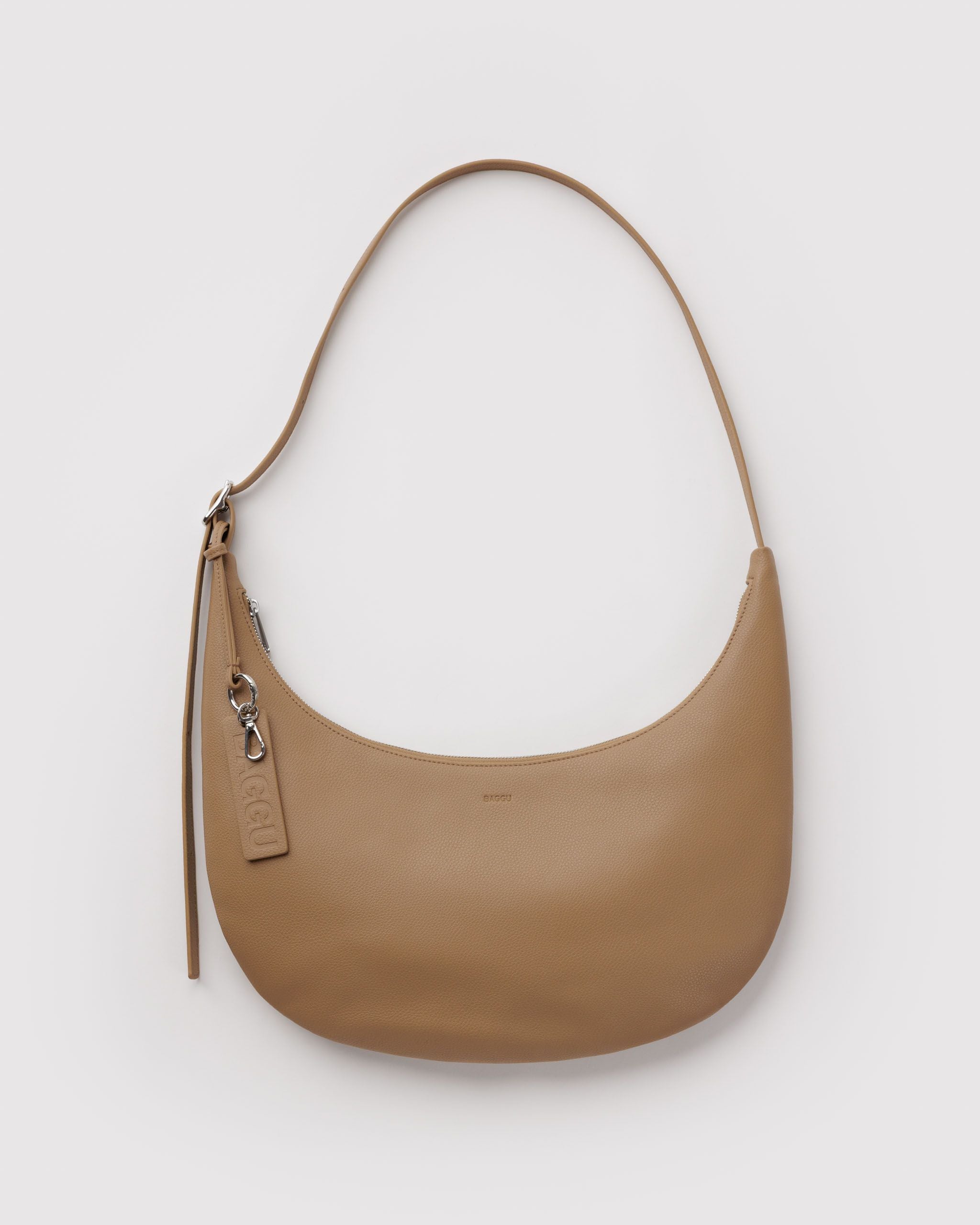 Medium Recycled Leather Flat Crescent - Dune