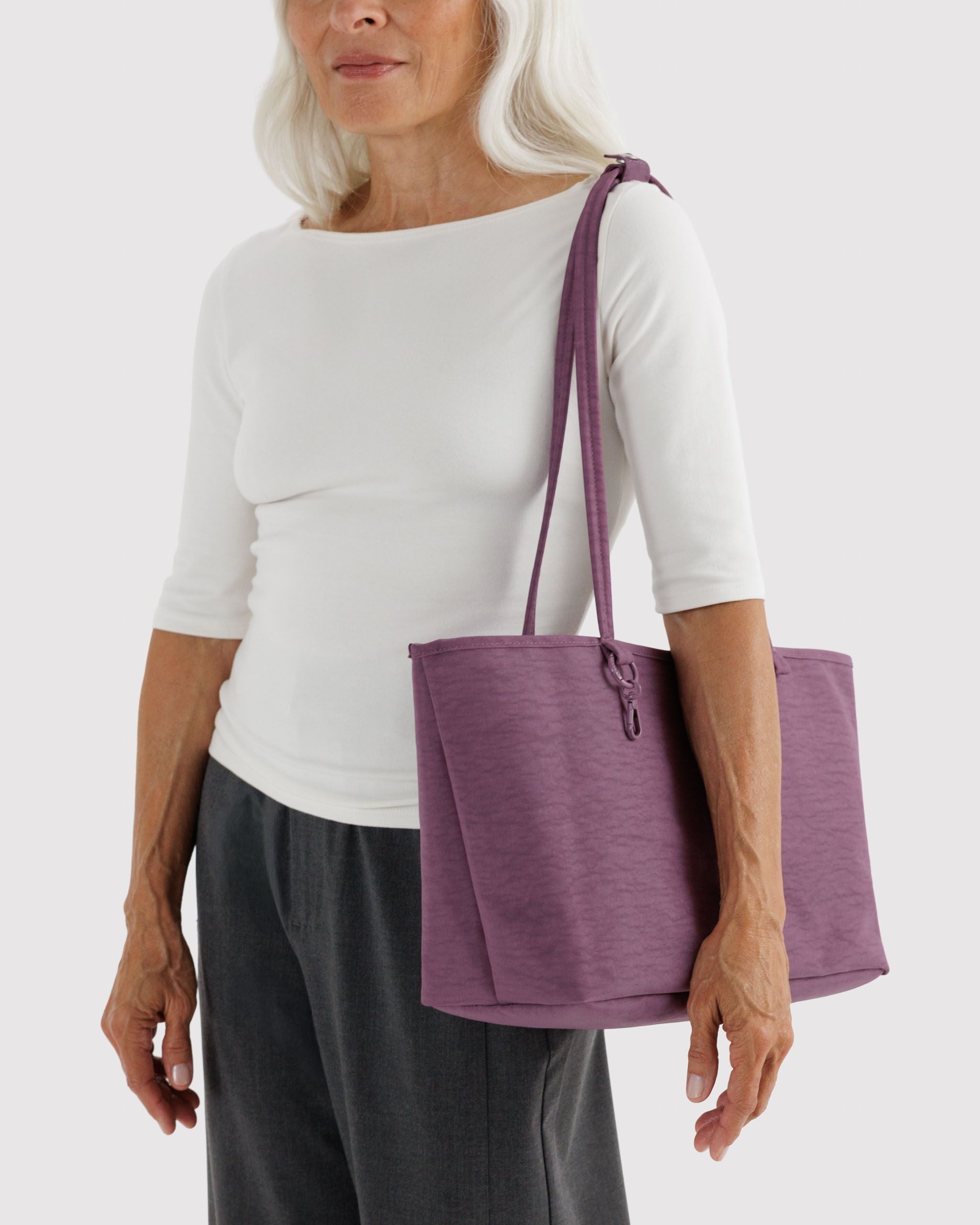 Medium Nylon Reversible Tote in Wild Plum Mix - Roomy Everyday Carry