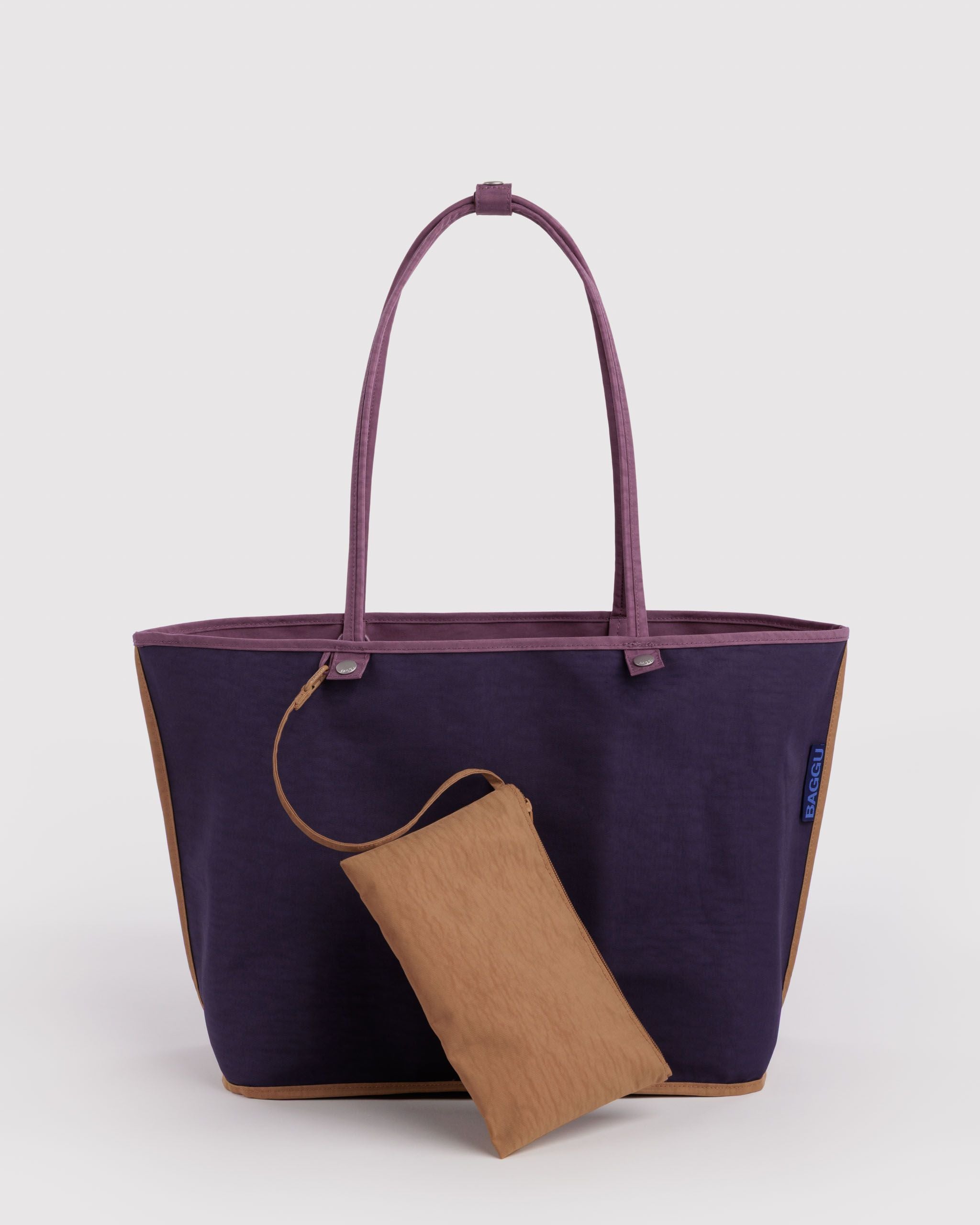 Large Nylon Reversible Tote in Wild Plum Mix - Roomy Everyday Carry