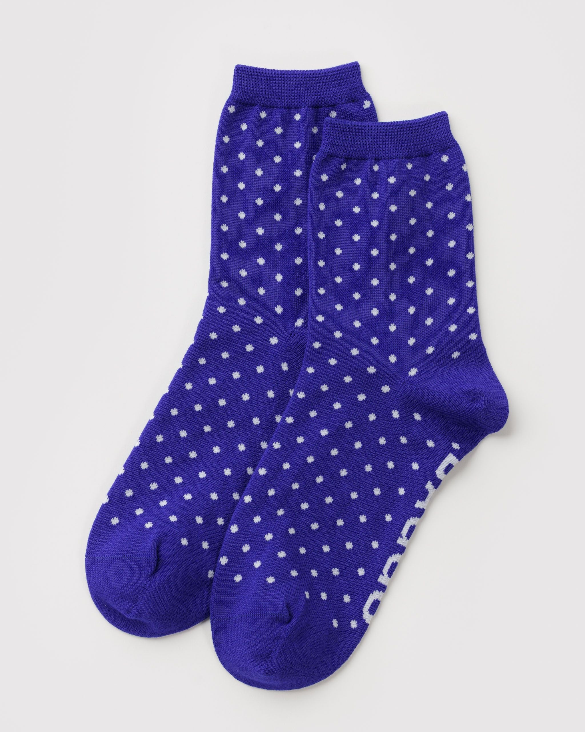 Crew Sock - Micro Blue and White Polka Dot