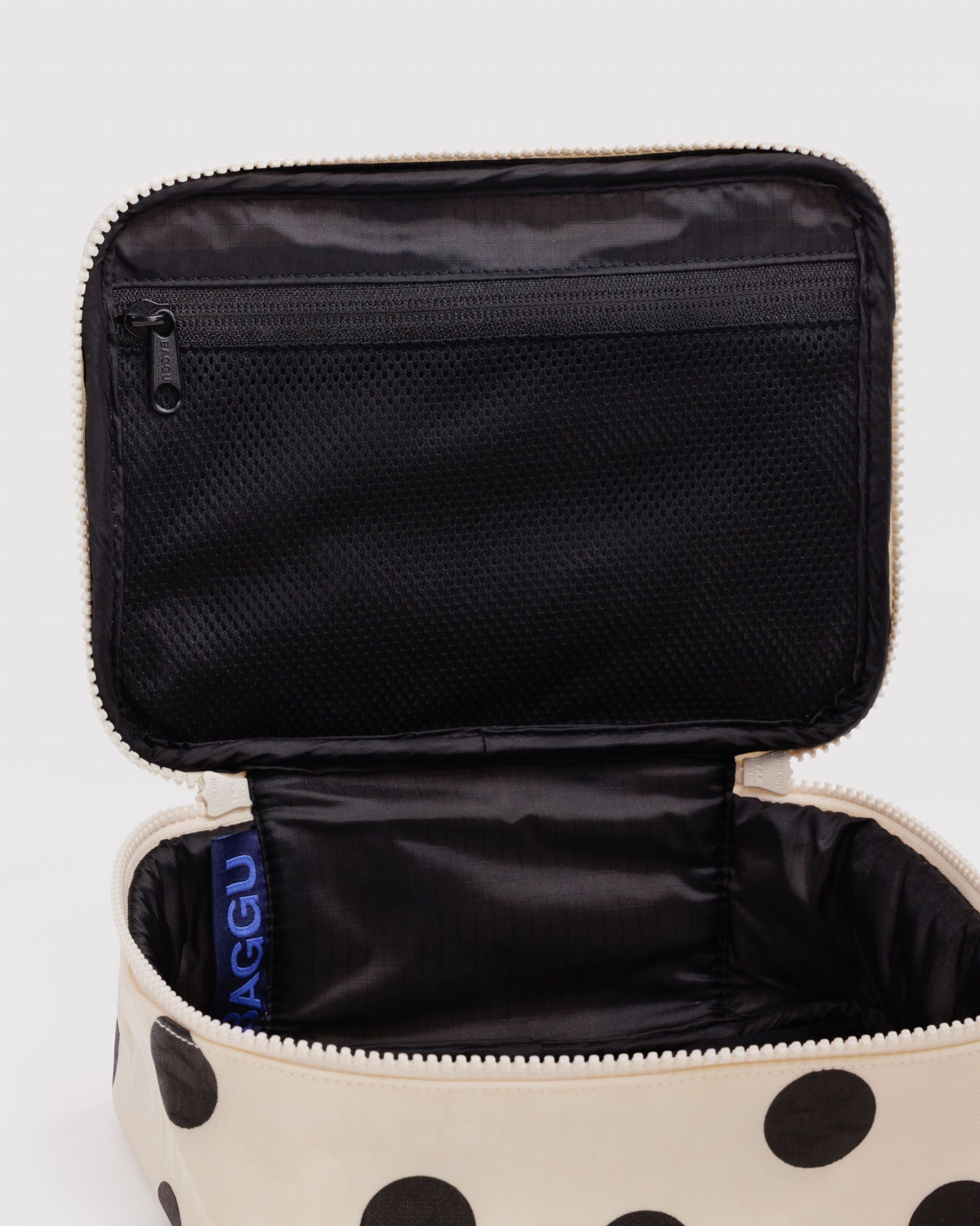 Small Cosmetic Case in Cream and Black Polka Dot