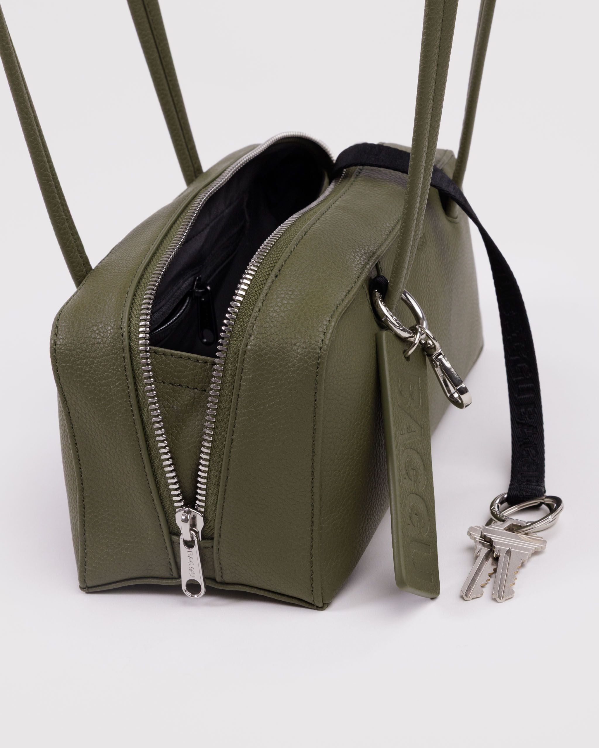 Small Recycled Leather Bowler Bag in Loden - Hands Free Everyday Carry