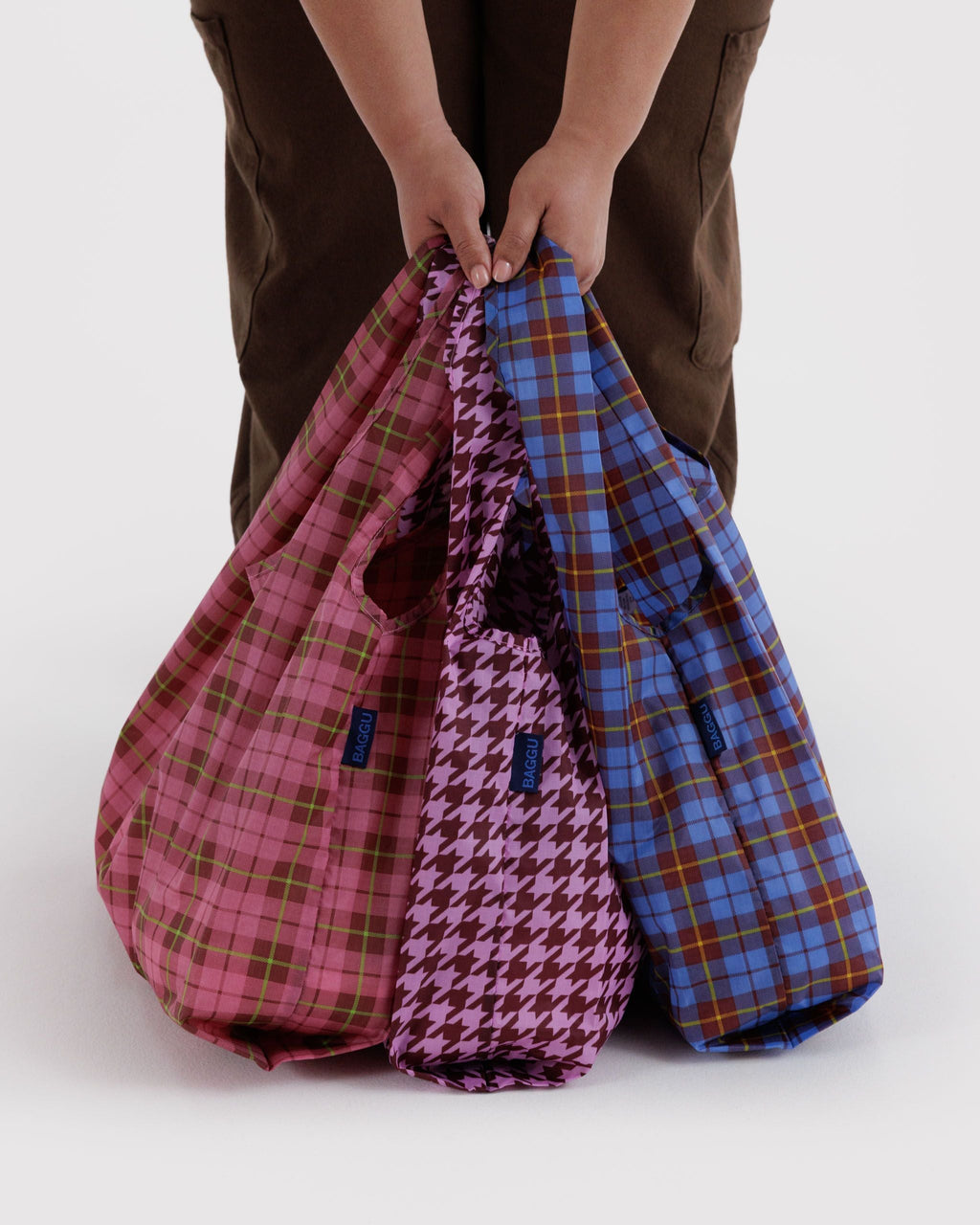 Standard Baggu Set of 3 in Check Mix - Reusable Everyday Carry