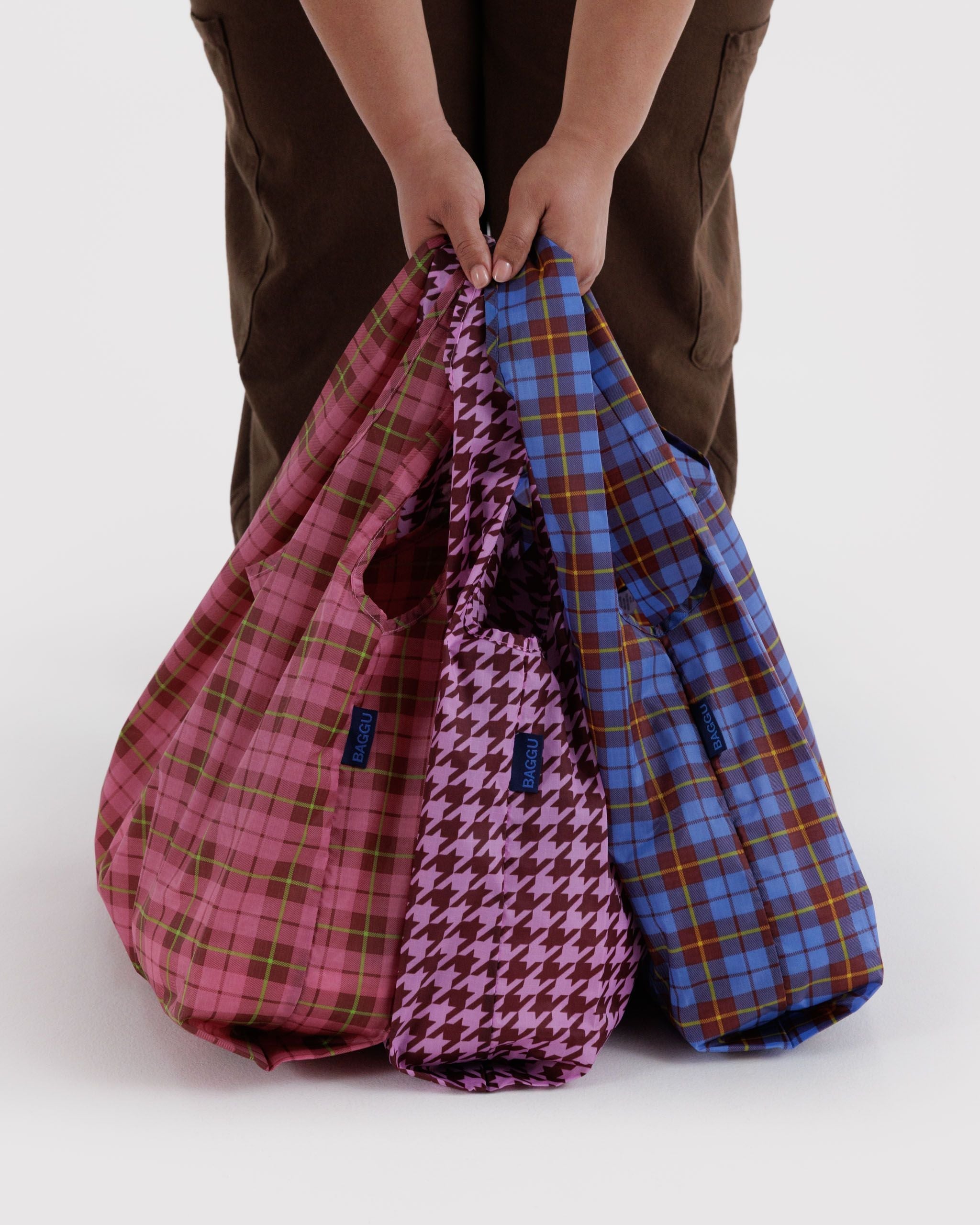 Standard Baggu Set of 3 in Check Mix - Reusable Everyday Carry