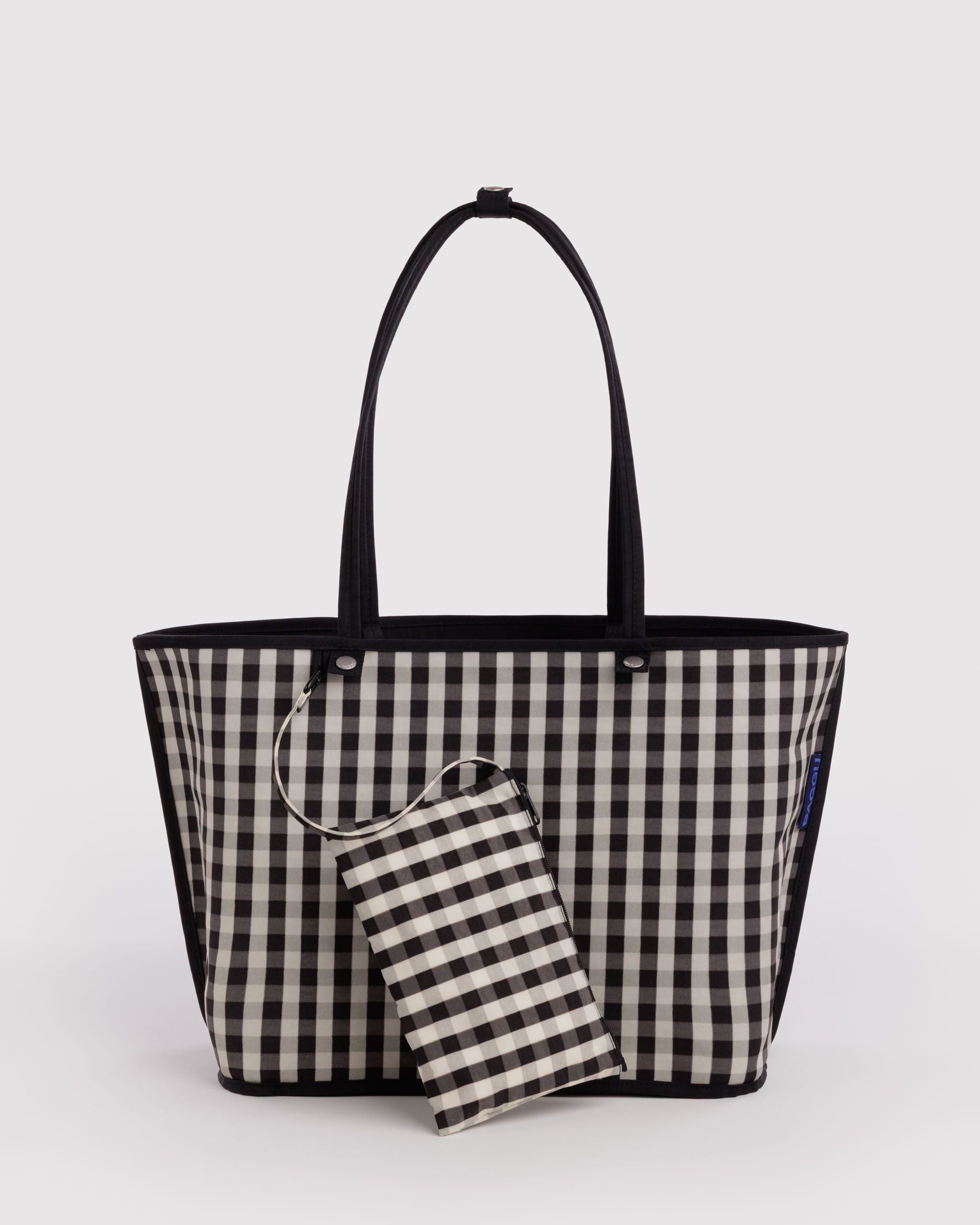 Large Nylon Reversible Tote in Black Mix - Roomy Everyday Carry