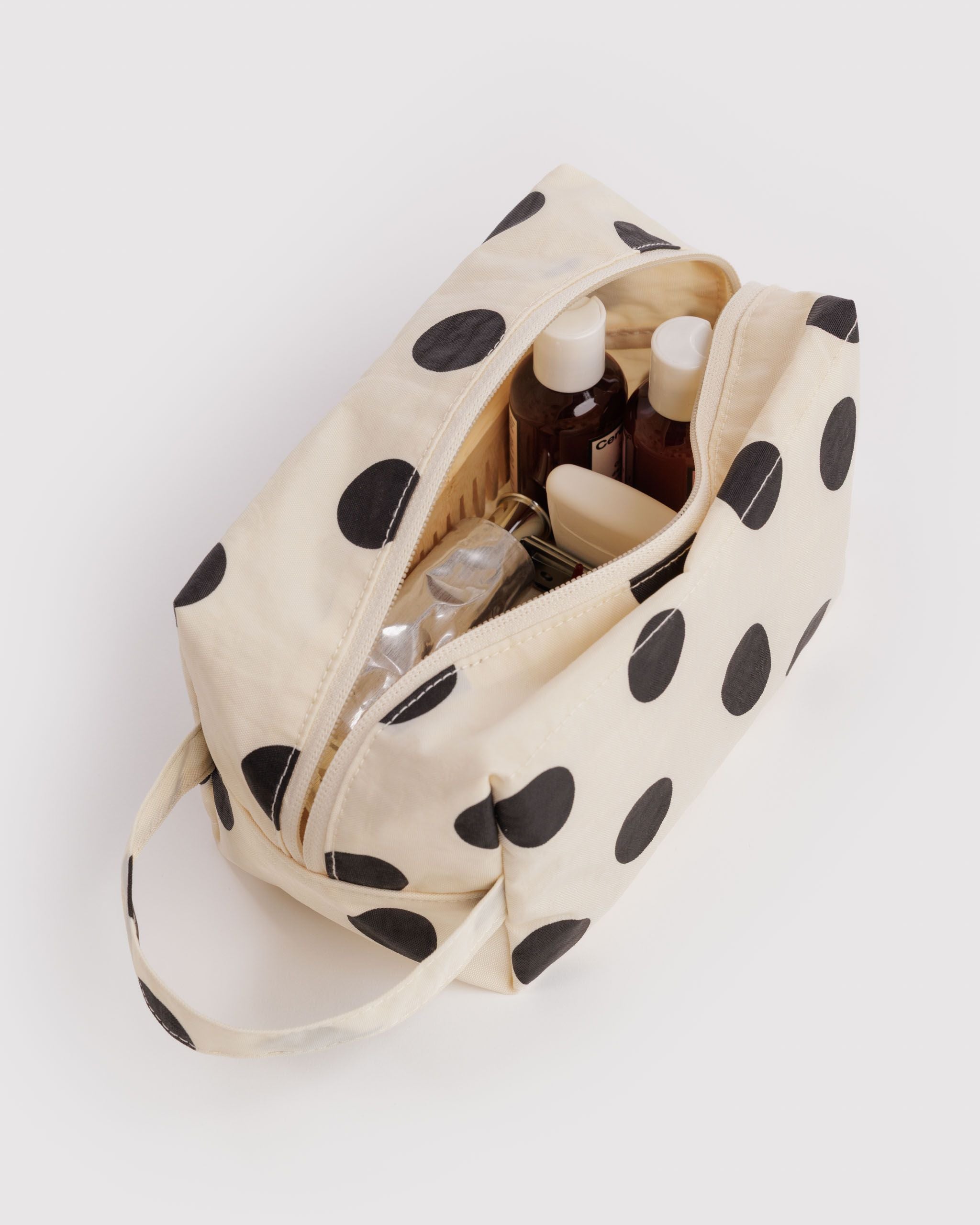 Dopp Kit in Cream and Black Polka Dot - Easy Packing and Storage