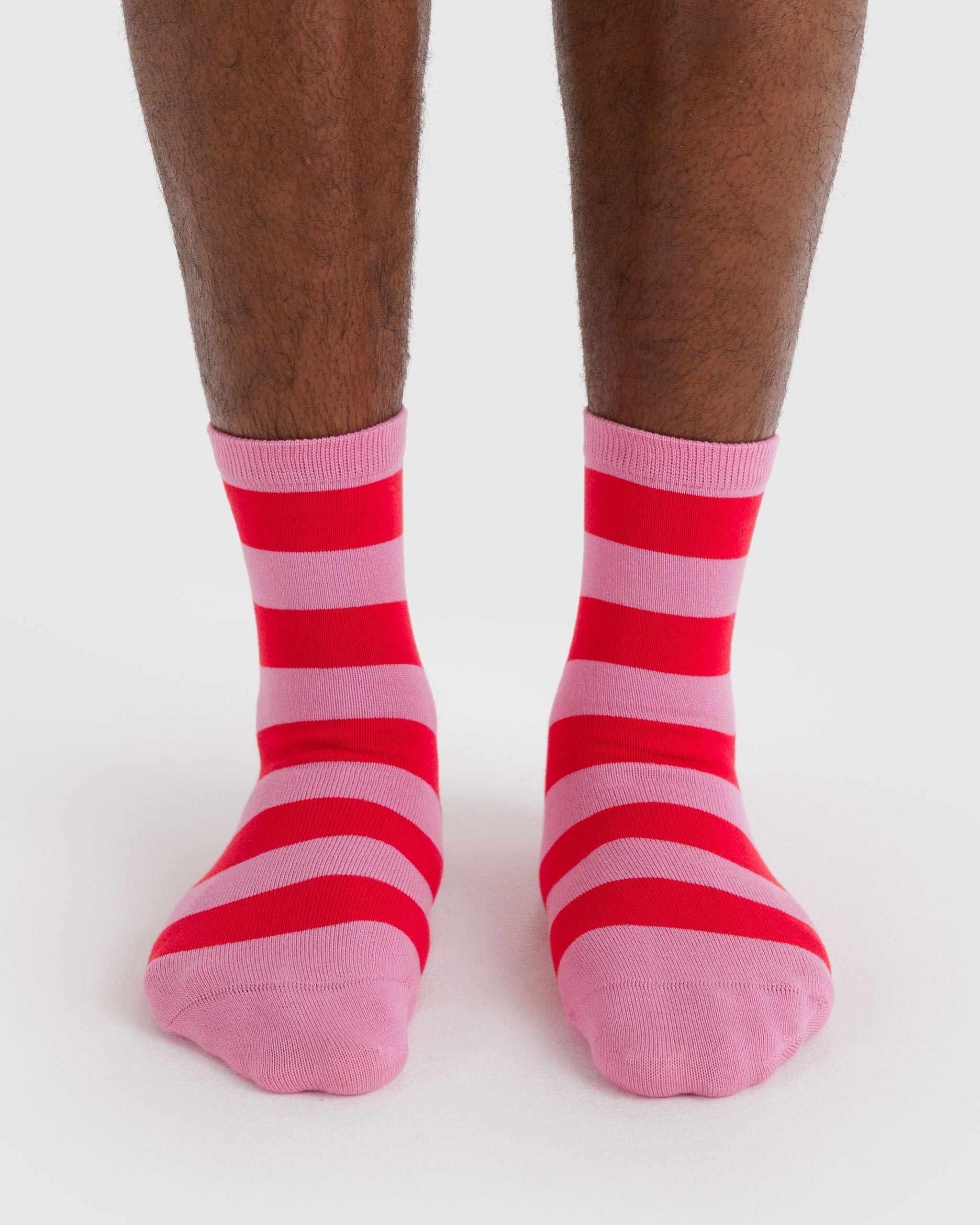 Crew Sock in Pink Stripe - Comfortable Everyday Style