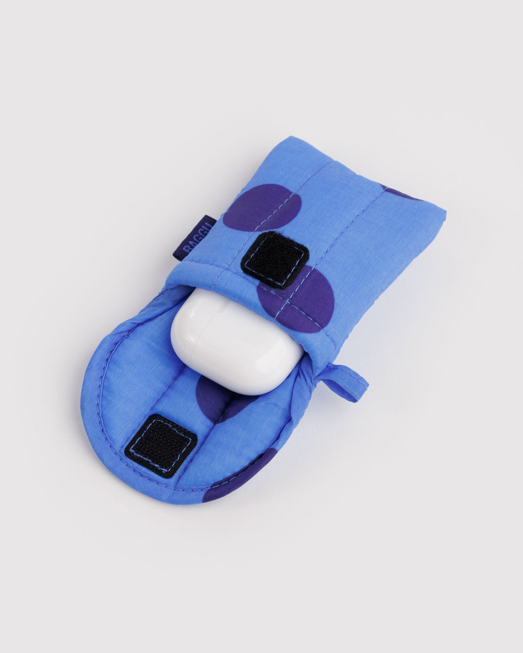Puffy Earbuds Case in Blue Polka Dot - Soft Protective Storage