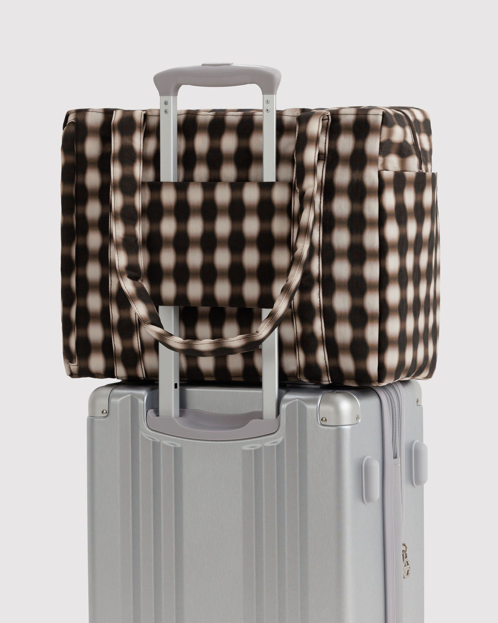 Small Cloud Carry-On in Blurred Gingham Brown - Organized Travel Carry