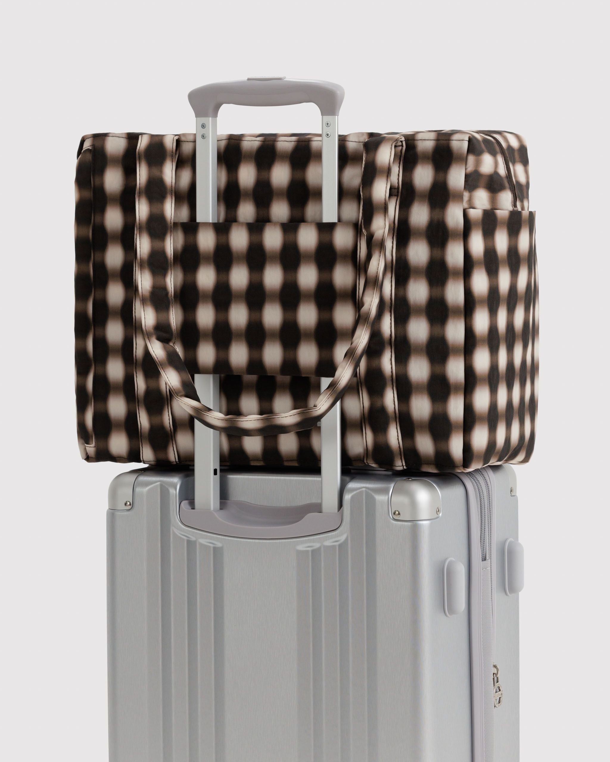 Small Cloud Carry-On in Blurred Gingham Brown - Organized Travel Carry