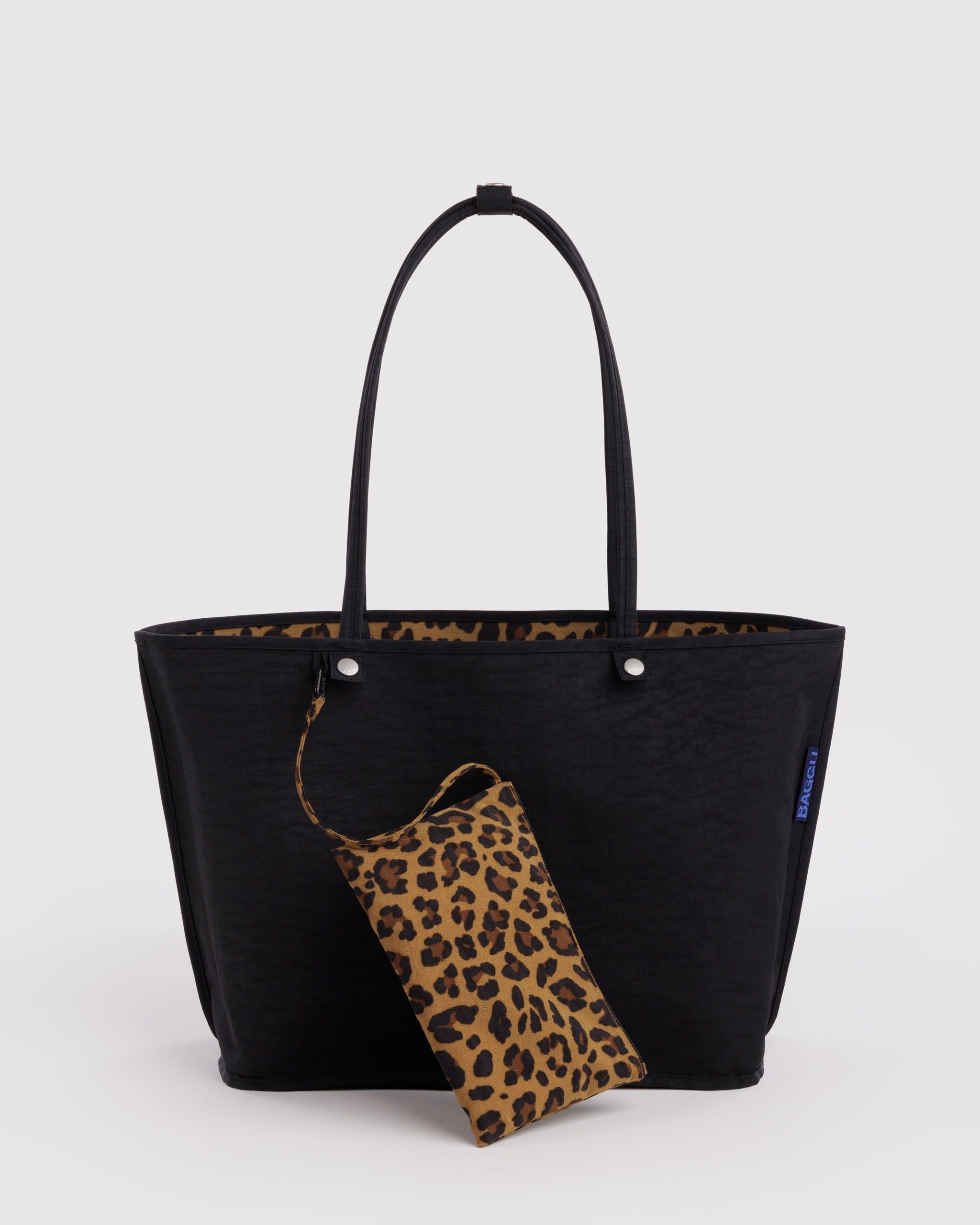 Large Nylon Reversible Tote in Leopard Mix - Roomy Everyday Carry