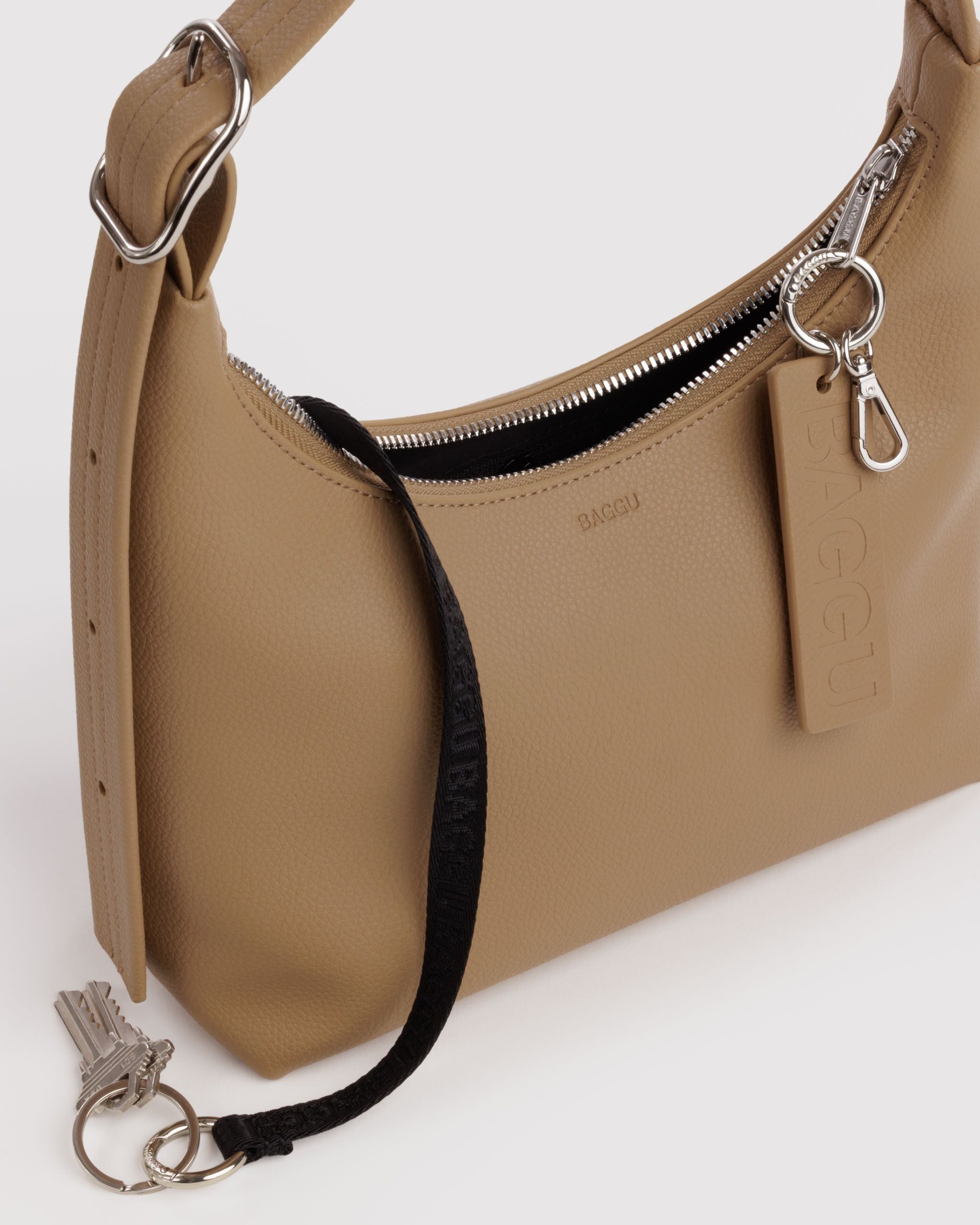 Mini Recycled Leather Shoulder Bag in Dune - Hands Free Everyday Carry